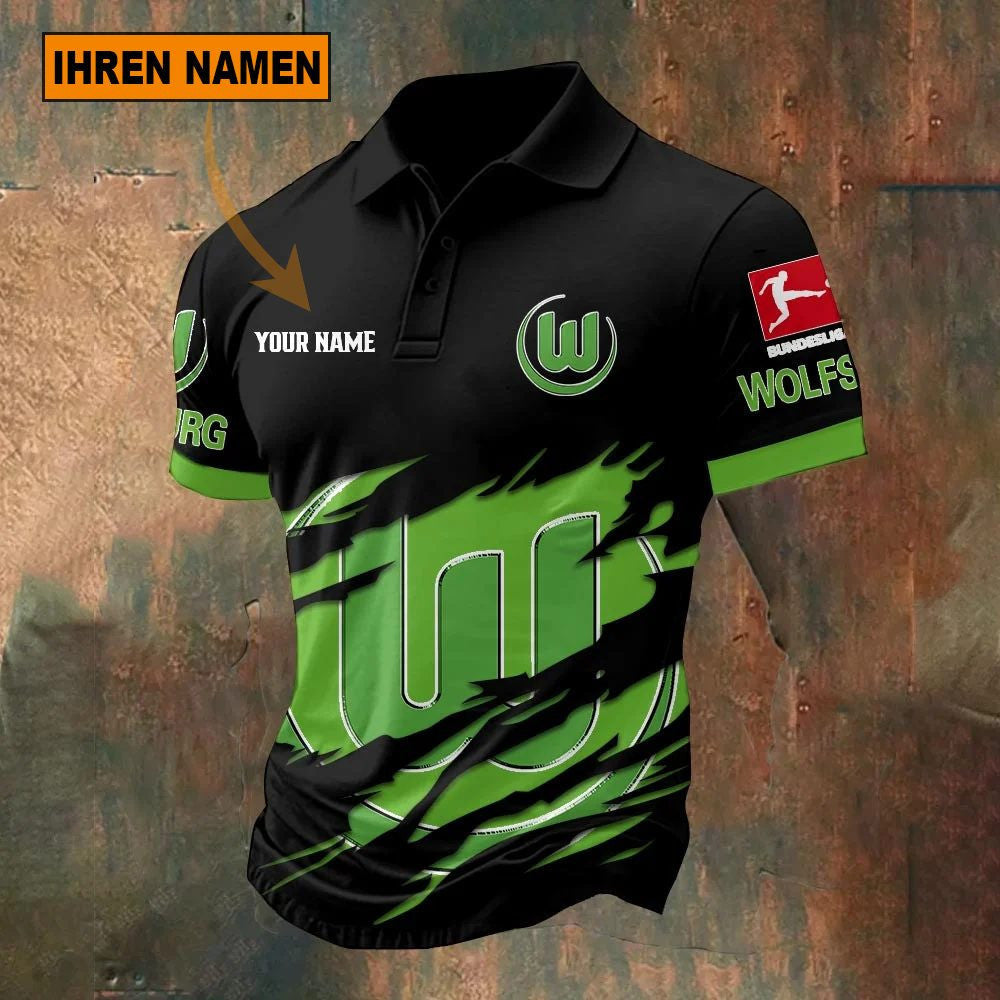 VfL Wolfsburg Poloshirt Riss Design Neue Edition mit individuellem Namen
