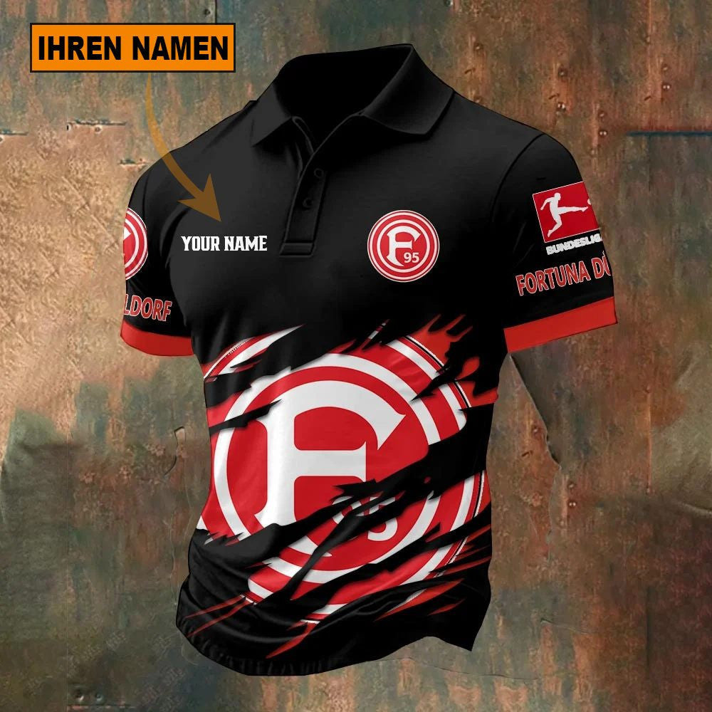 Fortuna Düsseldorf Poloshirt Riss Design Neue Edition mit individuellem Namen