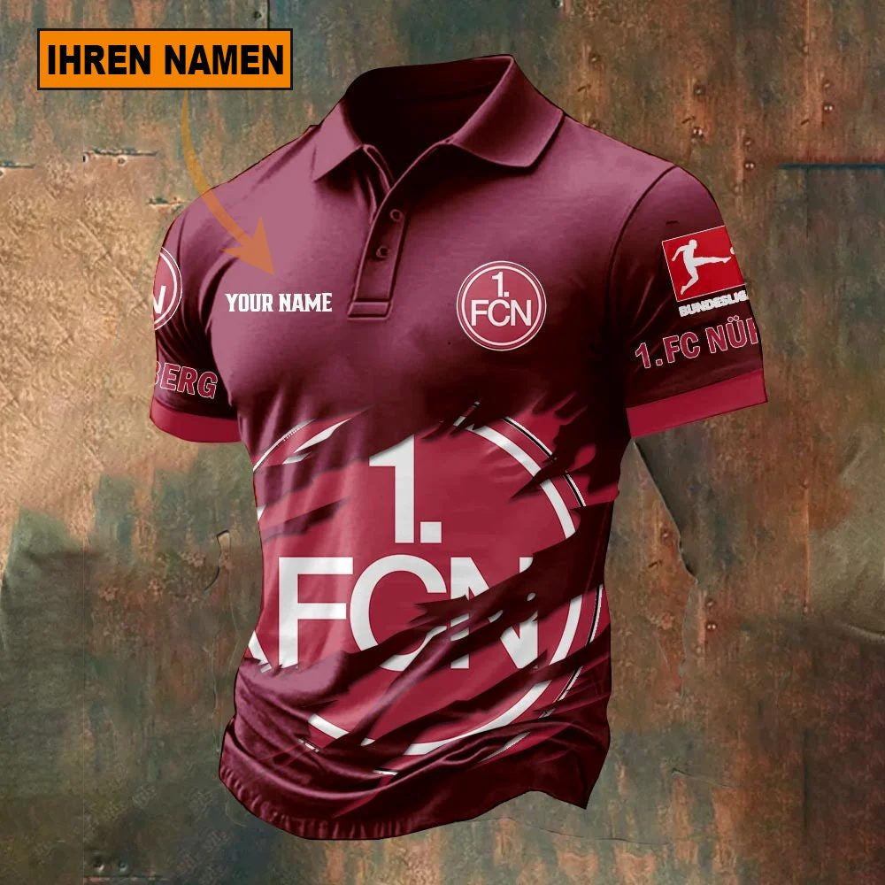 FC Nürnberg Poloshirt Riss Design Neue Edition mit individuellem Namen