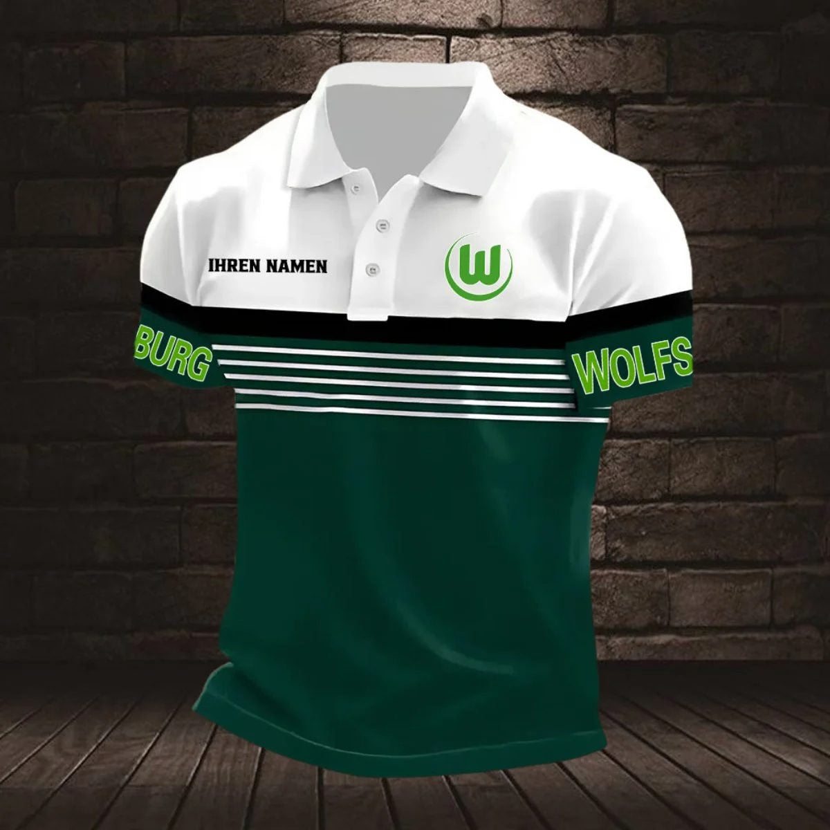 VfL Wolfsburg Poloshirt mit individuellem Namen Neuer Stil Gestreift