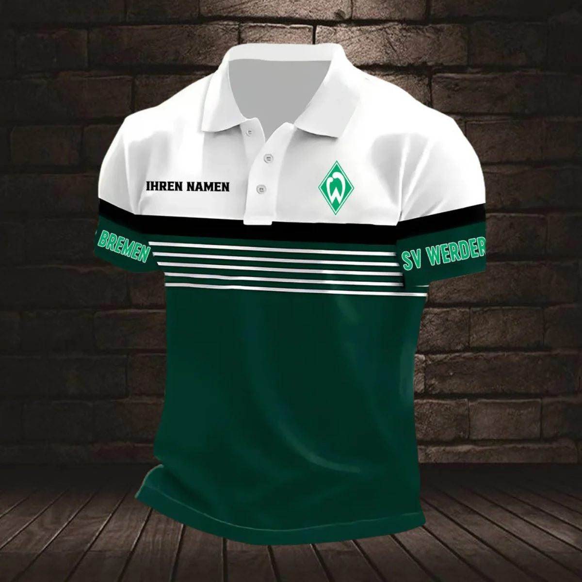 SV Werder Bremen Poloshirt Streifen Design Neuer Stil mit individuellem Namen