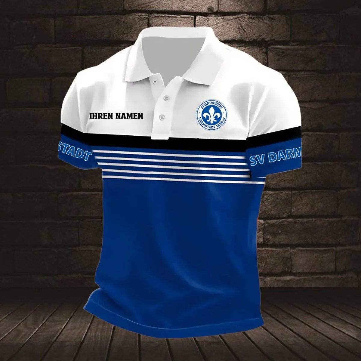 SV Darmstadt 98 Poloshirt Streifen Design Neuer Stil mit individuellem Namen