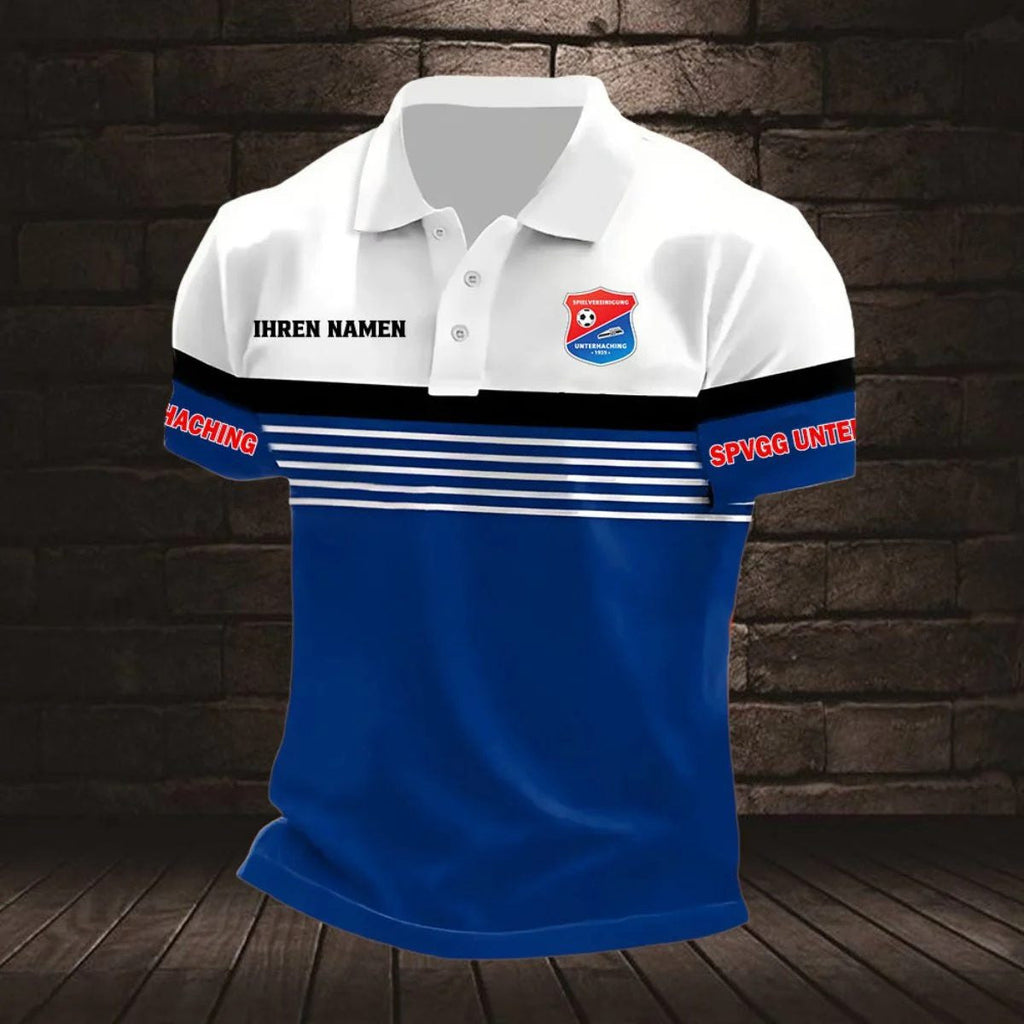 SpVgg Unterhaching Poloshirt mit individuellem Namen Neuer Stil Gestreift