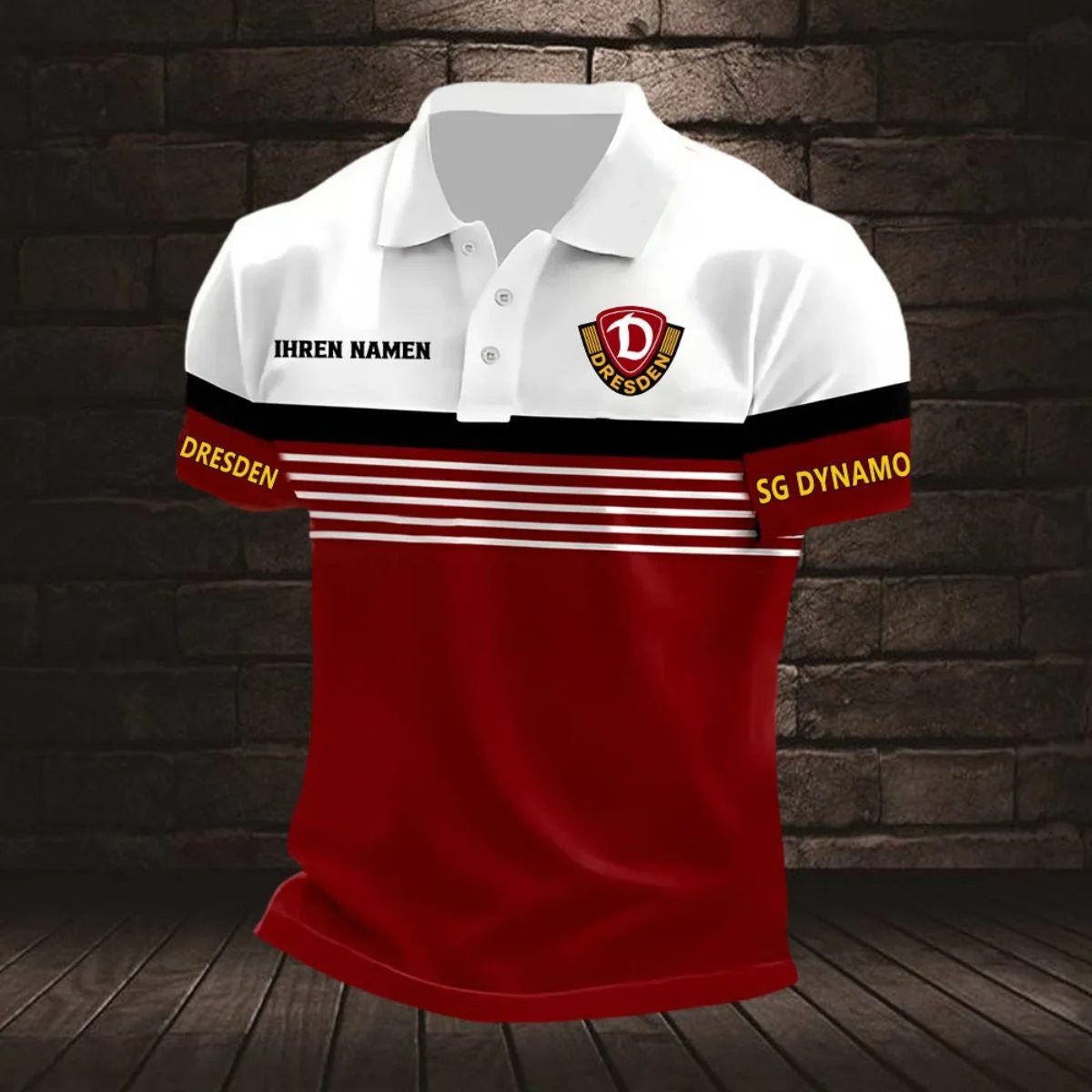 SG Dynamo Dresden Poloshirt Streifen Design Neuer Stil mit individuellem Namen