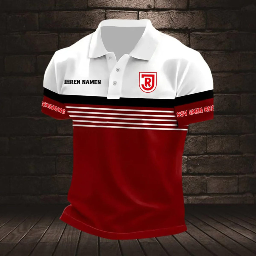 SSV Jahn Regensburg Poloshirt Streifen Design Neuer Stil mit individuellem Namen