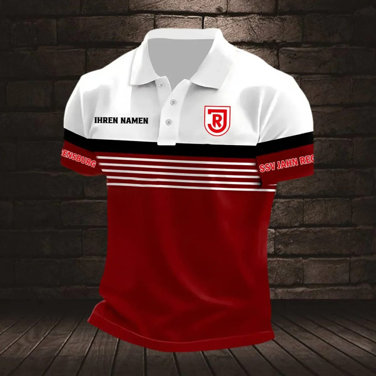 SSV Jahn Regensburg Poloshirt Streifen Design Neuer Stil mit individuellem Namen