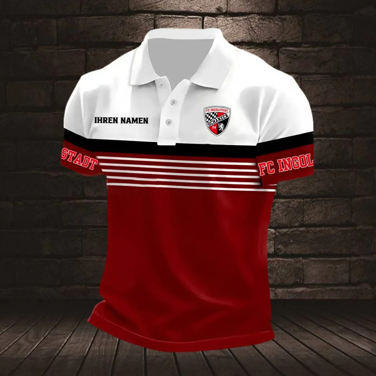 FC Ingolstadt 04 Poloshirt Streifen Design Neuer Stil mit individuellem Namen