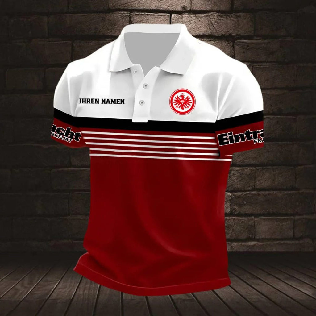 Eintracht Frankfurt Poloshirt mit individuellem Namen Neuer Stil Gestreift