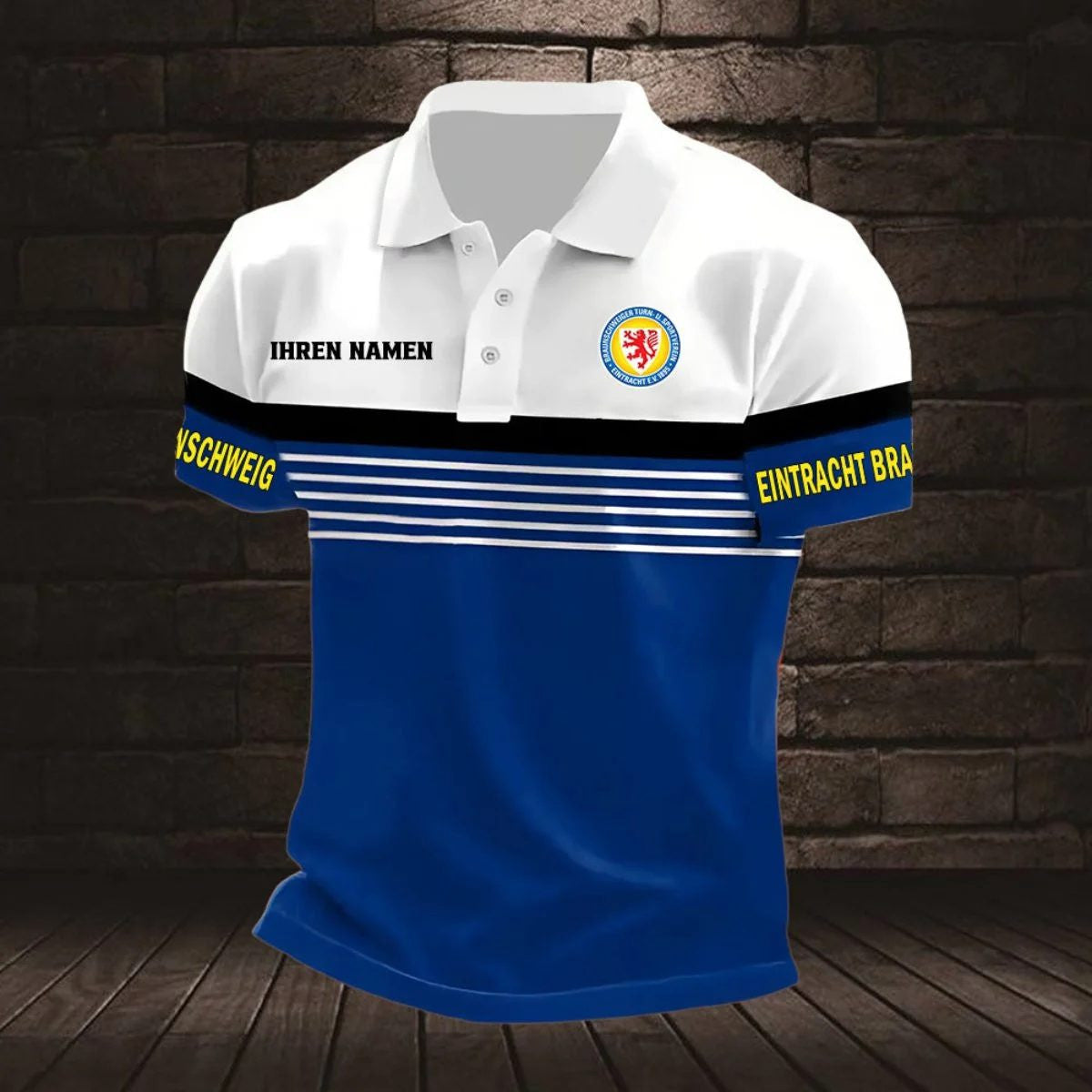 Eintracht Braunschweig Poloshirt mit individuellem Namen Neuer Stil Gestreift