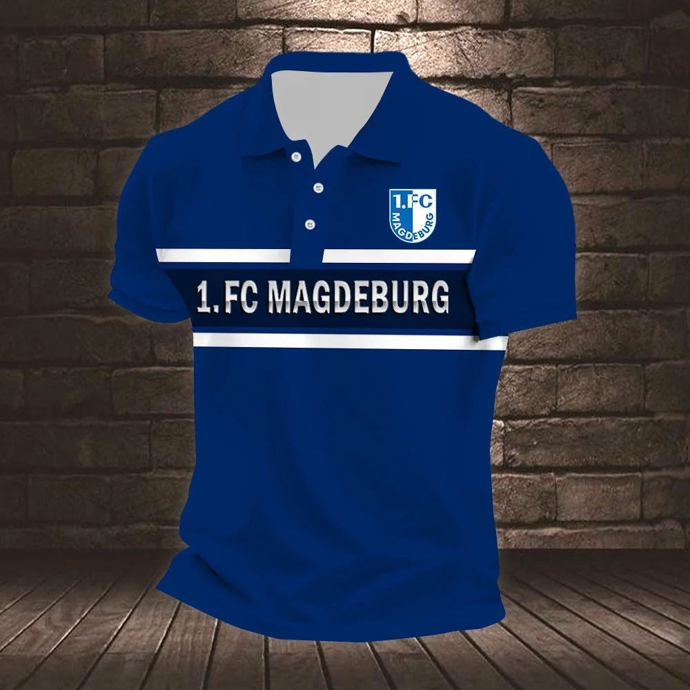 1. FC Magdeburg Poloshirt Gestreiftes Design Neuer Stil