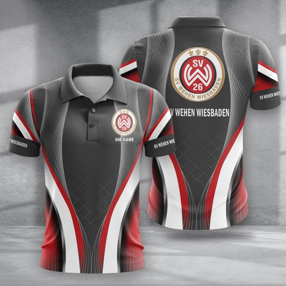 SV Wehen Wiesbaden Poloshirt Neue Version mit individuellem Namen Grau