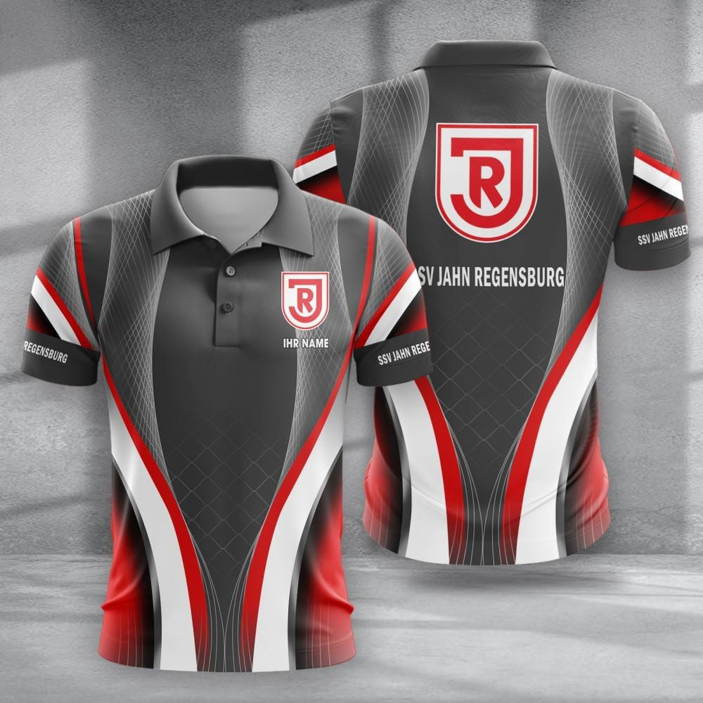 SSV Jahn Regensburg Poloshirt Neue Version mit individuellem Namen Grau
