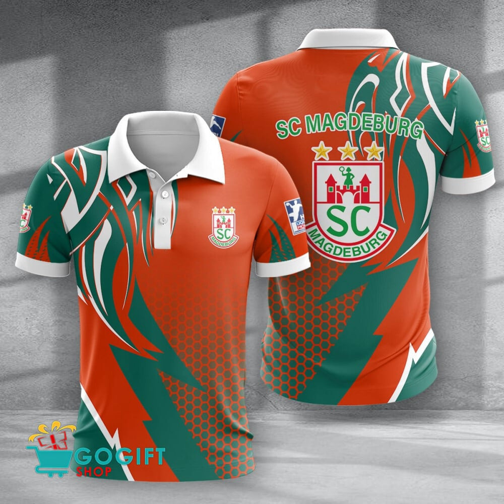 SC Magdeburg Poloshirt Feuerpunkt Design mit individuellem Namen