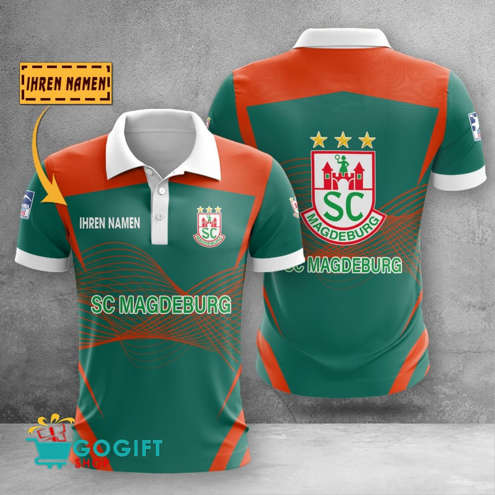 SC Magdeburg Poloshirt Schallwellen Design mit individuellem Namen