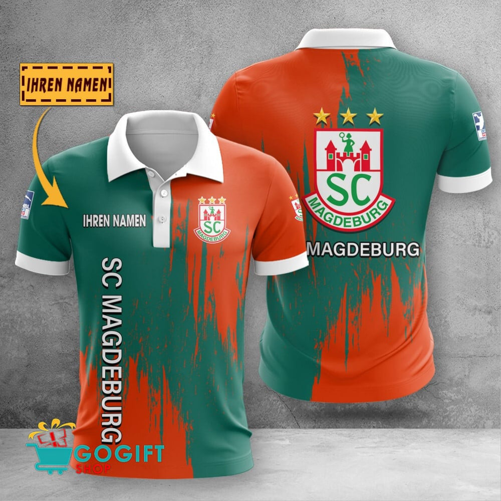 SC Magdeburg Poloshirt Schuppen Design mit individuellem Namen