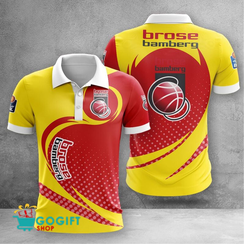 Brose Bamberg Poloshirt Basketball Bundesliga Design Rot Gelb