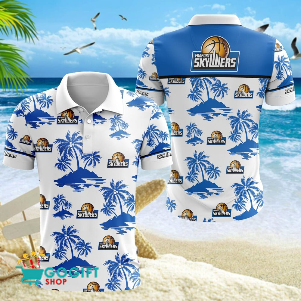 Fraport Skyliners Basketball Bundesliga Poloshirt Teamlogo von Coconut Island Blau Weiß