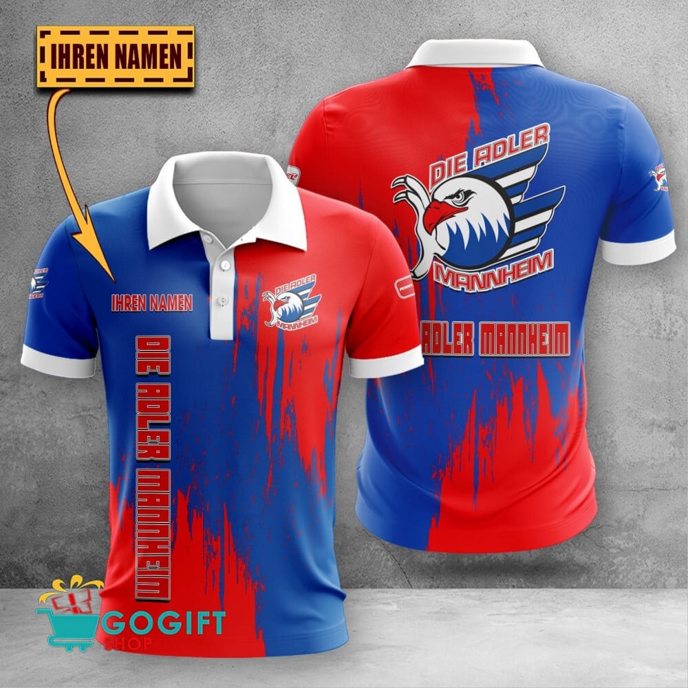 Adler Mannheim Poloshirt Kratz Design mit individuellem Namen
