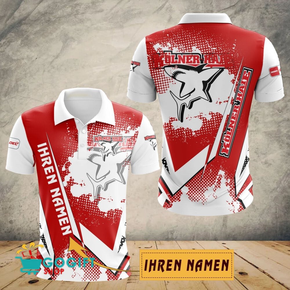 Kölner Haie Poloshirt Schuppen Design mit individuellem Namen