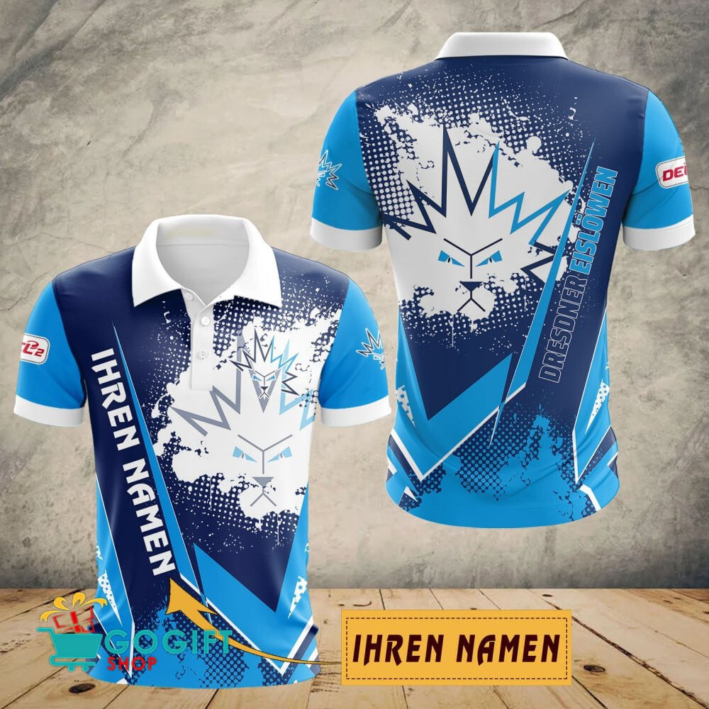 Dresdner Eislöwen Poloshirt Schuppen Design mit individuellem Namen