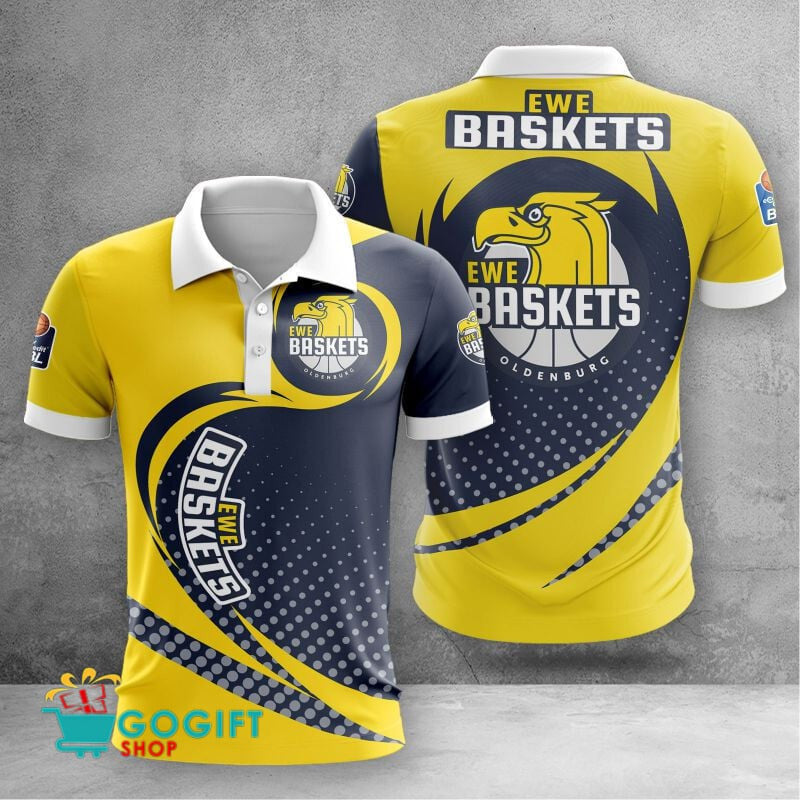 EWE Baskets Oldenburg Poloshirt Polka Dot Wellen Design