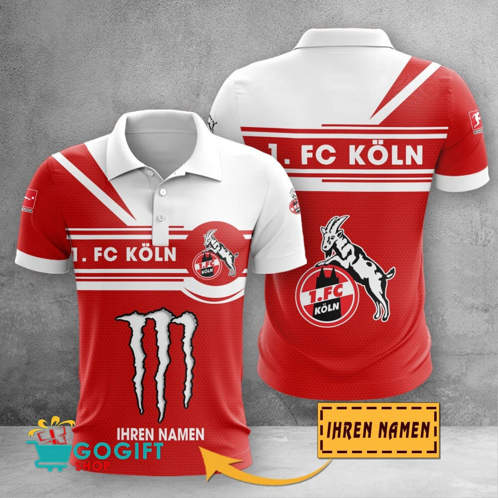 FC Köln Poloshirt mit individuellem Namen Zusammenarbeit mit Monster Energy