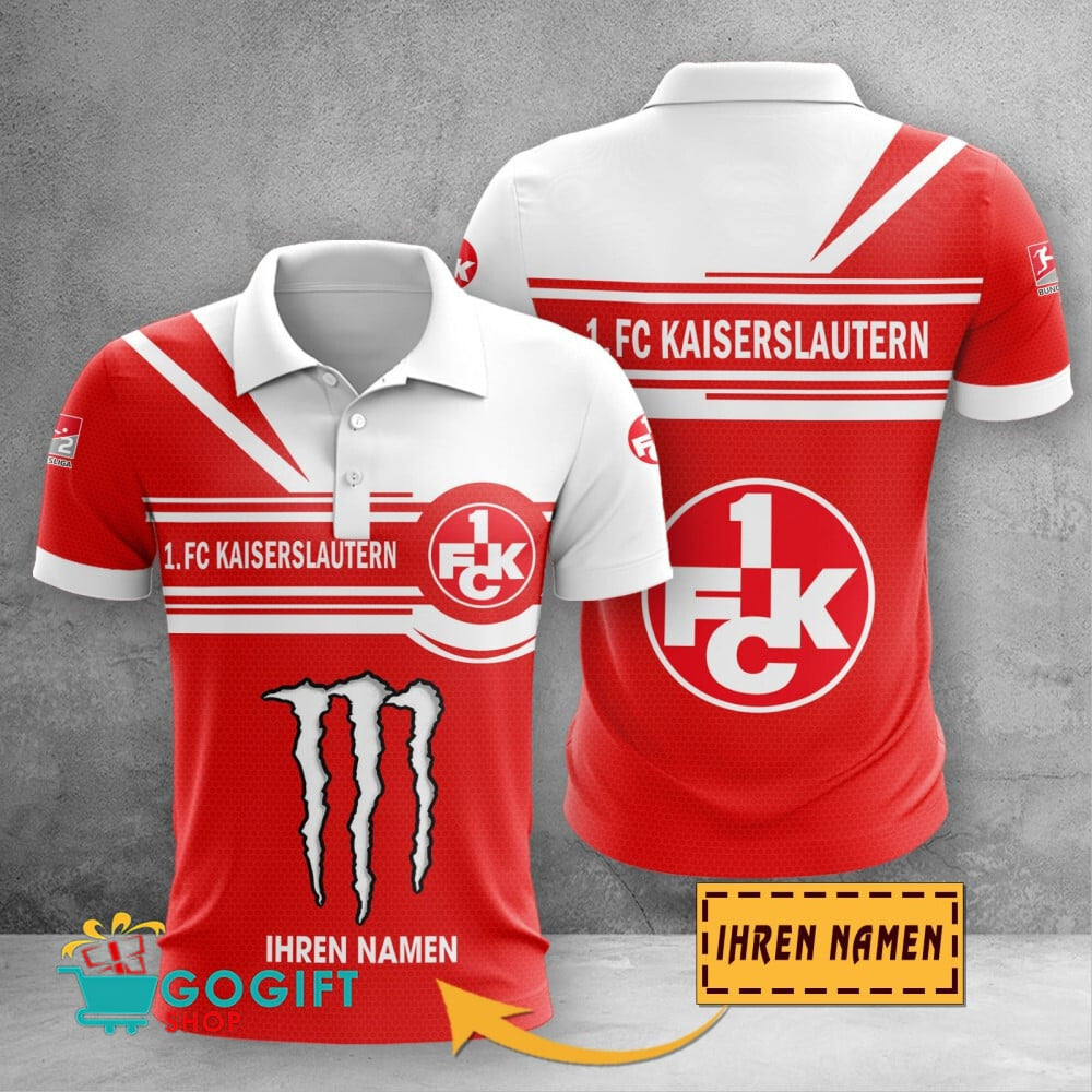 FC Kaiserslautern Poloshirt mit individuellem Namen Zusammenarbeit mit Monster Energy