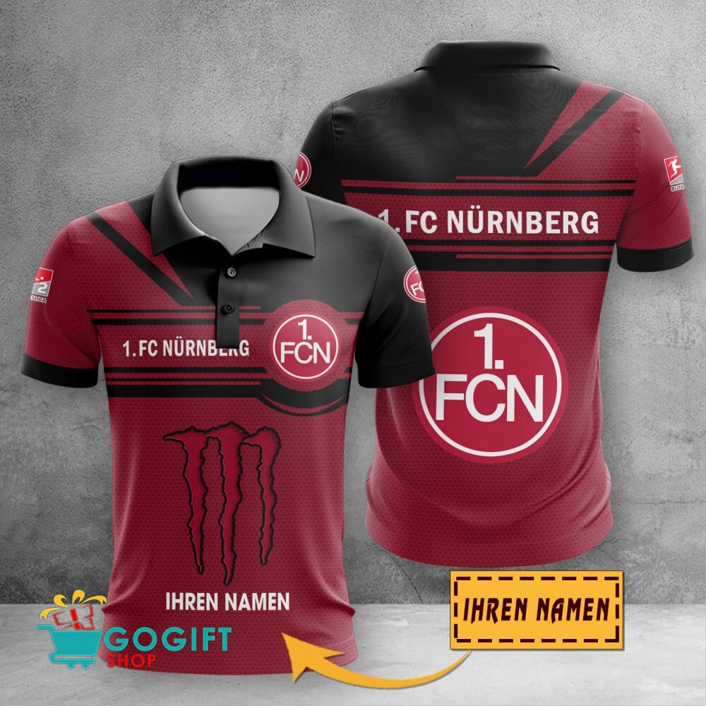 FC Nürnberg Poloshirt mit individuellem Namen Zusammenarbeit mit Monster Energy