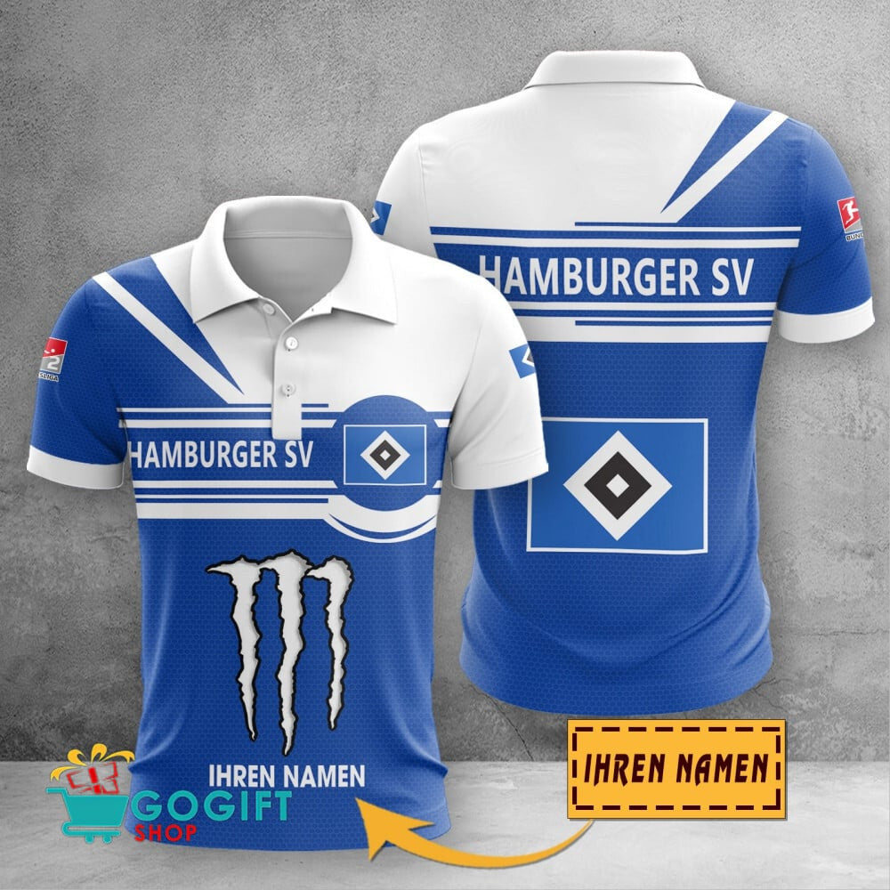 Hamburger SV Poloshirt Zusammenarbeit mit Monster Energy mit individuellem Namen