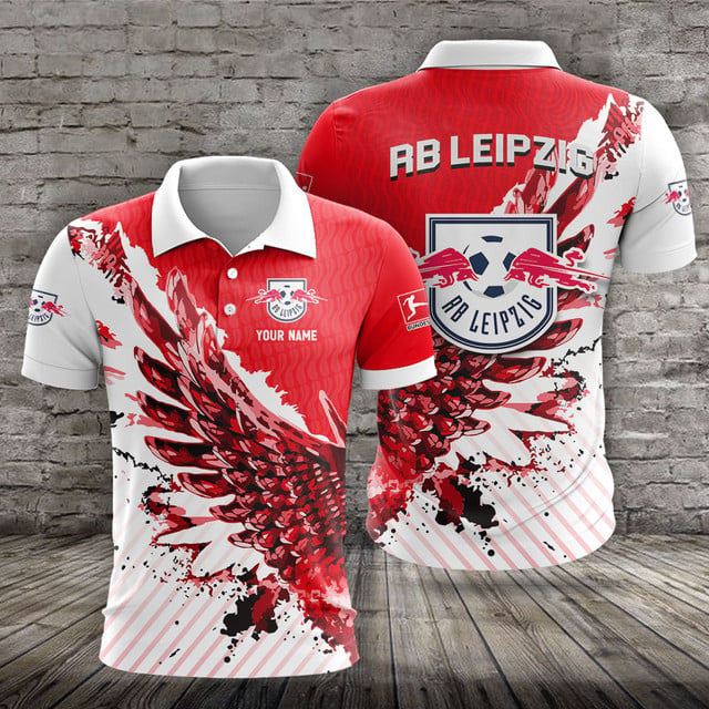 RB Leipzig Poloshirt Vogelflügel Design mit individuellem Namen