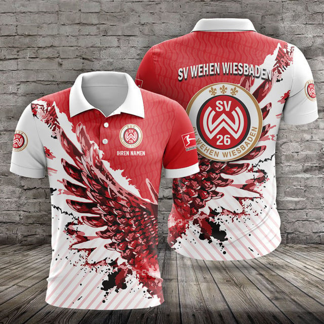 SV Wehen Wiesbaden Poloshirt Vogelflügel Design mit individuellem Namen