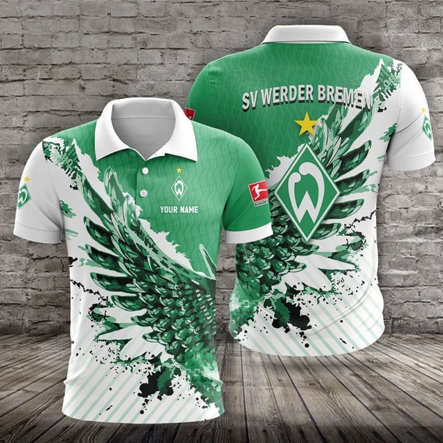 SV Werder Bremen Poloshirt Vogelflügel Design mit individuellem Namen