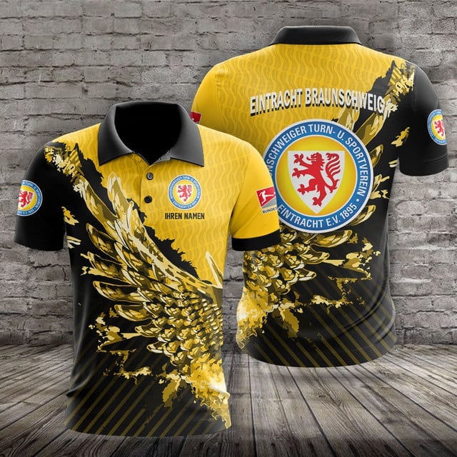 Eintracht Braunschweig Poloshirt Vogelflügel Design mit individuellem Namen