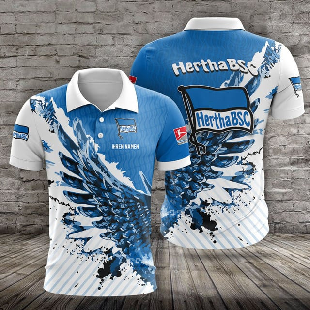 Hertha BSC Poloshirt Vogelflügel Design mit individuellem Namen