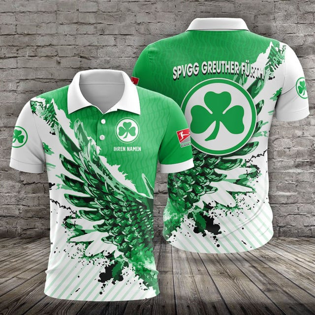 SpVgg Greuther Fürth Poloshirt Vogelflügel Design mit individuellem Namen