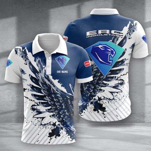 ERC Ingolstadt Poloshirt Vogelflügel Design mit individuellem Namen