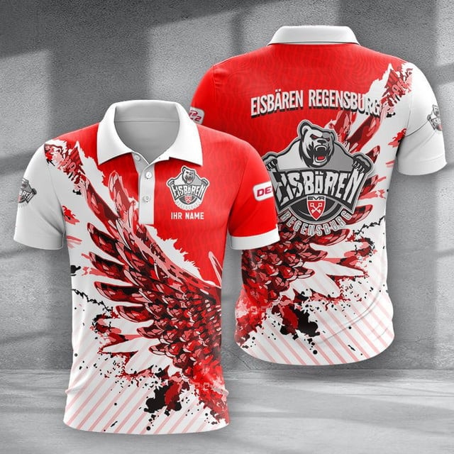 Eisbären Regensburg Poloshirt Vogelflügel Design mit individuellem Namen