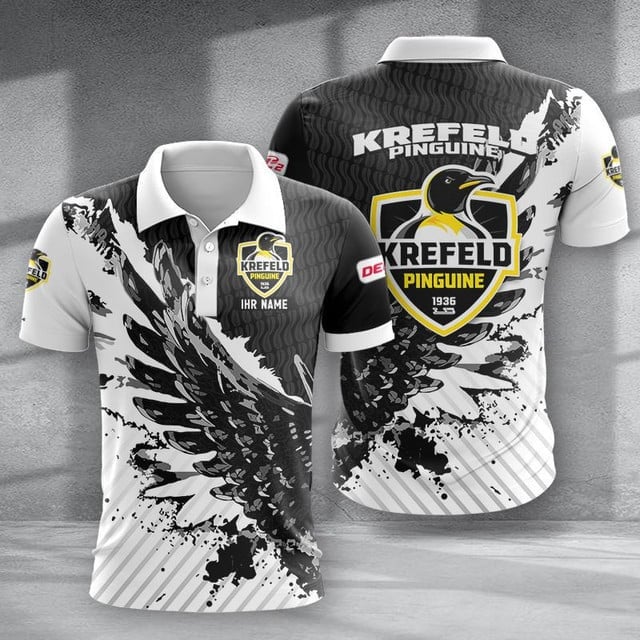 Krefeld Pinguine Poloshirt Vogelflügel Design mit individuellem Namen
