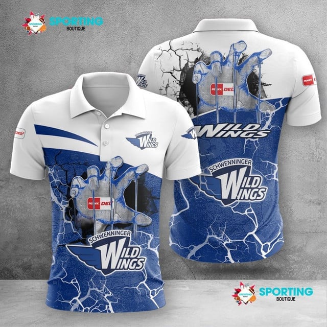 Schwenninger Wild Wings Poloshirt Handabdruck Design