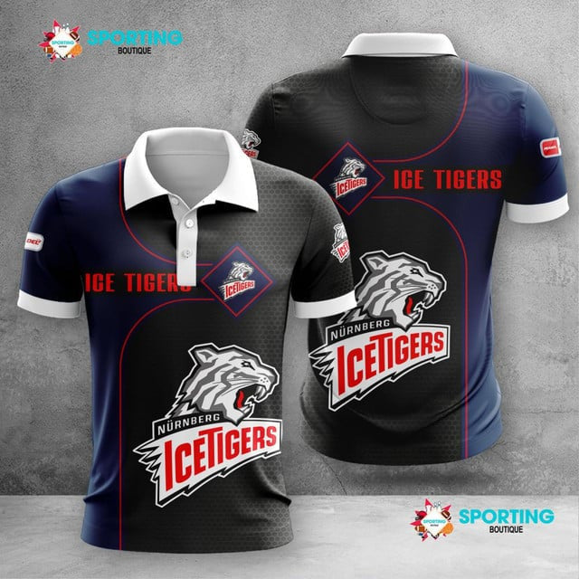 Nürnberg Ice Tigers Poloshirt Waben Design mit Teamfarben