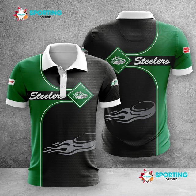 SC Bietigheim Steelers Poloshirt Waben Design mit Teamfarbenkombination