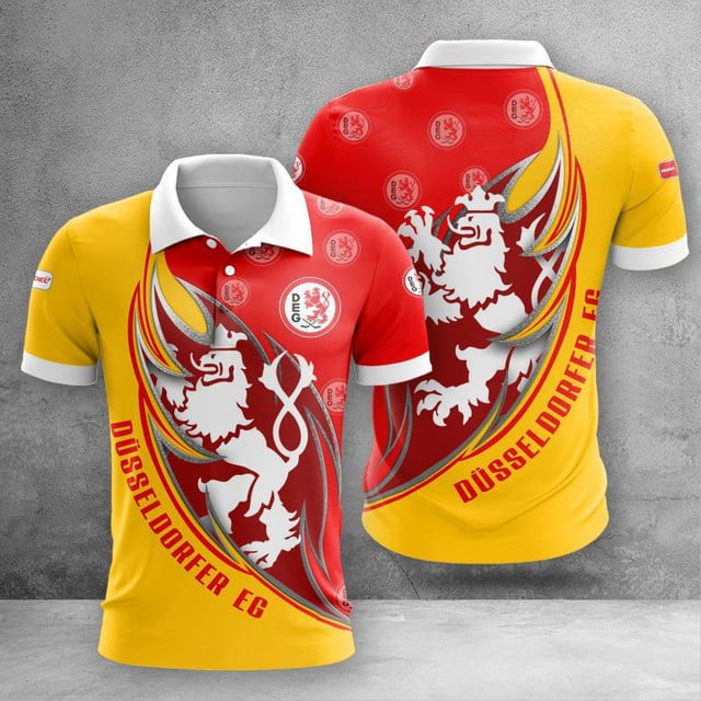Düsseldorfer EG Poloshirt Farbkombination des Feuermuster Teams