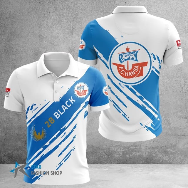 FC Hansa Rostock Poloshirt Farbspritzer Design