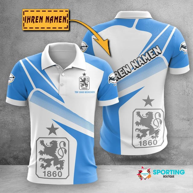 TSV 1860 München Poloshirt Geometrischer Passender Stil mit individuellem Namen