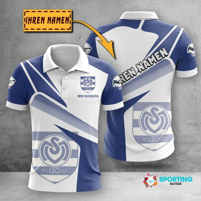 MSV Duisburg Poloshirt mit individuellem Namen Geometrischer Passender Stil