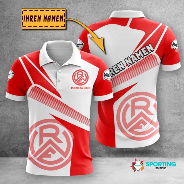 Rot Weiss Essen Poloshirt Geometrischer Passender Stil mit individuellem Namen