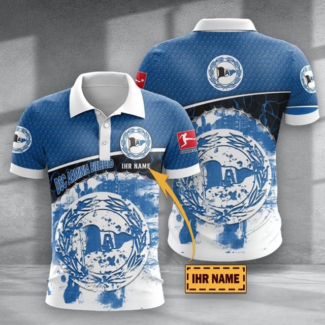 DSC Arminia Bielefeld Poloshirt mit individuellem Namen Hexagon Schuppen Design