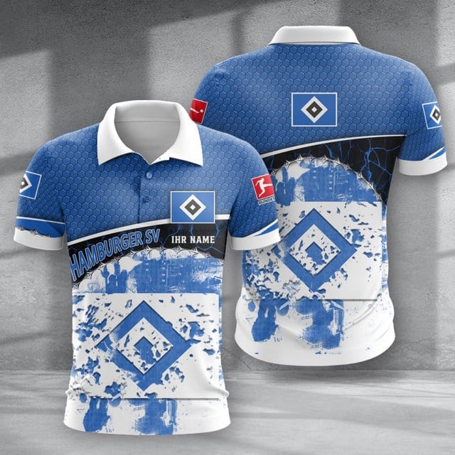 Hamburger SV Poloshirt Hexagon Schuppen Design mit individuellem Namen